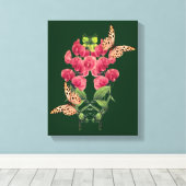 Blume und Schmetterlinge aus süßem Erbsen Leinwanddruck (Insitu (Holzboden))