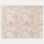 Blume und Schmetterlinge aus Tan und Weiß Fleecedecke (Vorderseite (Horizontal))