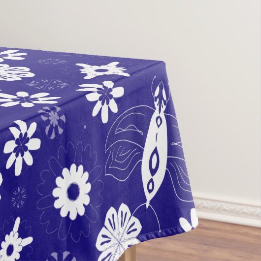 Blume und Schmetterlinge, blau-weiß Tischdecke (Beispiel)