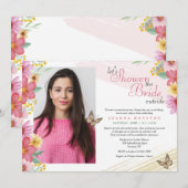 Blume und Schmetterlinge Bleibe oder gehen Dusche Einladung (Vorne/Hinten)