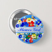 Blume und Schmetterlinge ~ Blumen-Mädchen-Knopf Button (Vorne & Hinten)