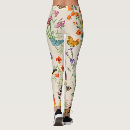 Blume und Schmetterlinge Blumengarten Leggings (Rückseite)