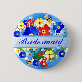 Blume und Schmetterlinge ~ Bridesmaid-Taste Button