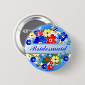 Blume und Schmetterlinge ~ Bridesmaid-Taste Button (Vorne & Hinten)