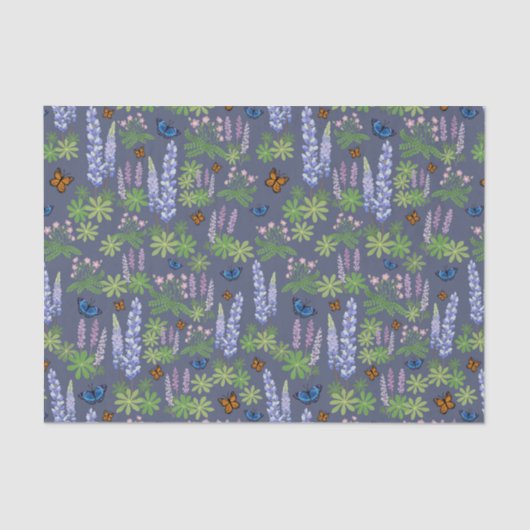 Blume und Schmetterlinge decouptenes Papierlupin Seidenpapier (Vorderseite)