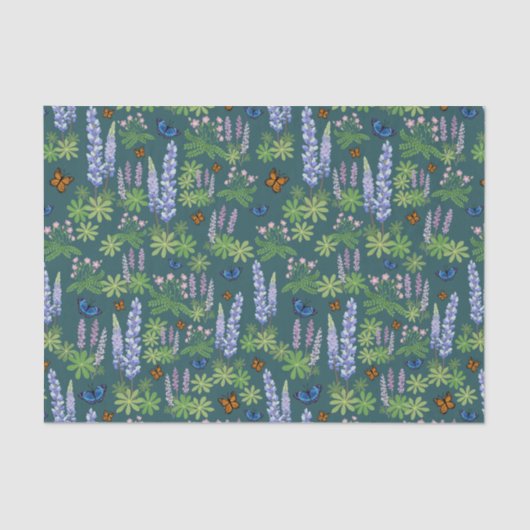 Blume und Schmetterlinge decouptenes Papierlupin Seidenpapier (Vorderseite)