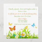 Blume und Schmetterlinge druckbare Haushaltswärmun Einladung (Vorne/Hinten)