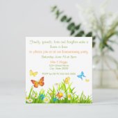 Blume und Schmetterlinge druckbare Haushaltswärmun Einladung (Stehend Vorderseite)