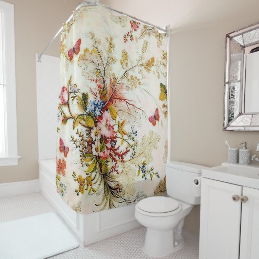 Blume und Schmetterlinge Duschvorhang (Beispiel)