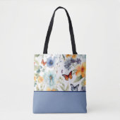 Blume und Schmetterlinge, Farbblock Tasche (Vorderseite)