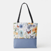 Blume und Schmetterlinge, Farbblock Tasche (Rückseite)