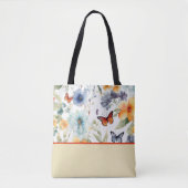 Blume und Schmetterlinge, Farbblock Tasche (Vorderseite)