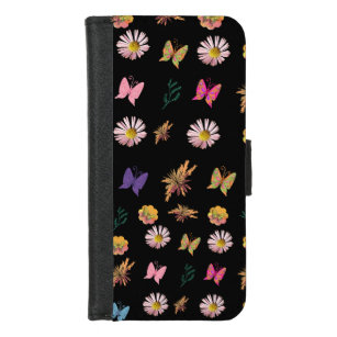 Blume und Schmetterlinge, farbige Produkte, iPhone 8/7 Geldbeutel-Hülle