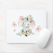 Blume und Schmetterlinge für niedliche Elefanten Mousepad (Mit Mouse)