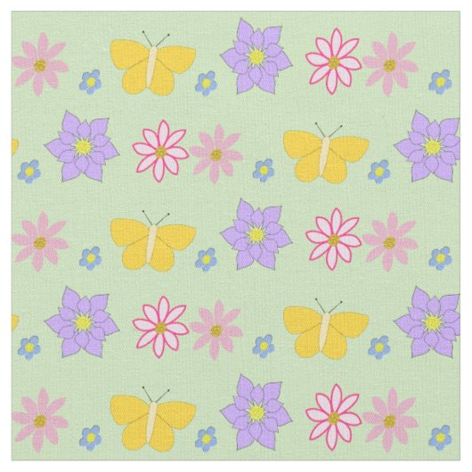 Blume und Schmetterlinge Gemustert Stoff (Nahaufnahme)