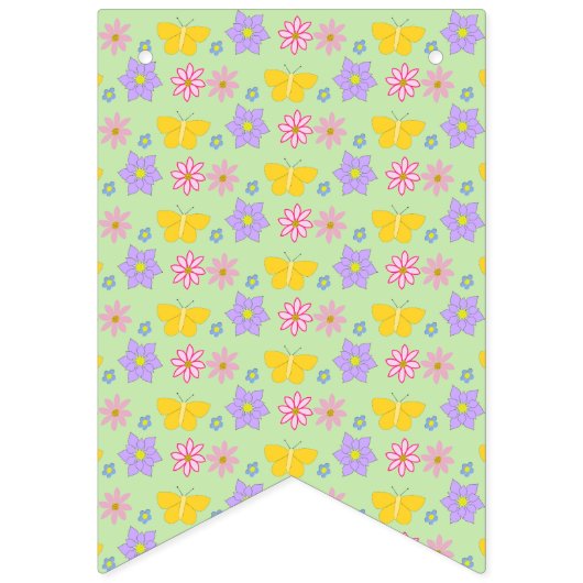 Blume und Schmetterlinge Gemustert Wimpelkette (Zweite Fahne)
