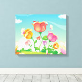 Blume und Schmetterlinge gepackte Canvas Leinwanddruck (Insitu (Holzboden))