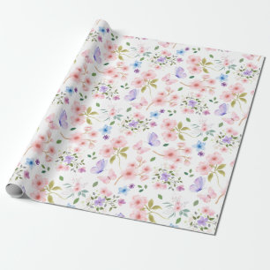 Blume und Schmetterlinge Geschenkpapier