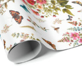 Blume und Schmetterlinge Geschenkpapier (Rolleneckpunkt)
