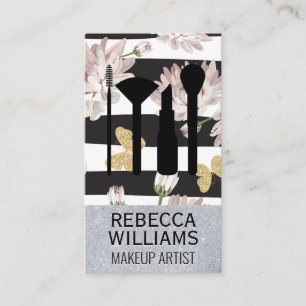 Blume und Schmetterlinge Glitzer Makeup Set Visitenkarte