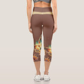 Blume und Schmetterlinge Hochgebranntes Riff Capri Leggings (Rückseite)
