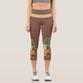 Blume und Schmetterlinge Hochgebranntes Riff Capri Leggings (Vorderseite)