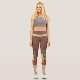 Blume und Schmetterlinge Hochgebranntes Riff Capri Leggings