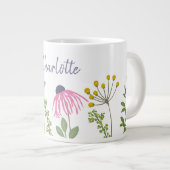 Blume und Schmetterlinge Individuelle Name Jumbo-Tasse (Vorderseite Rechts)