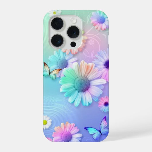 Blume und Schmetterlinge iPhone Hülle (Rückseite)