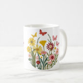 Blume und Schmetterlinge Kaffeetasse (VorderseiteRechts)