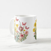 Blume und Schmetterlinge Kaffeetasse (Vorderseite Links)