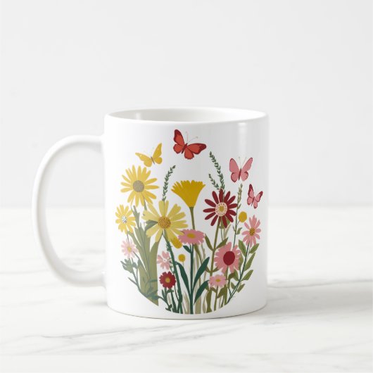Blume und Schmetterlinge Kaffeetasse (Links)