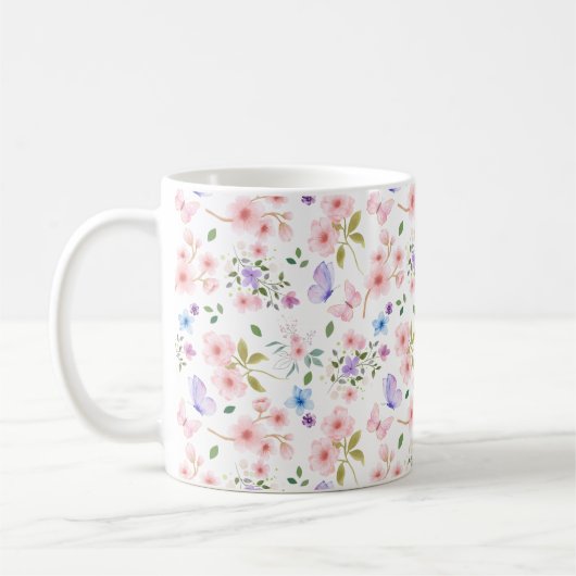 Blume und Schmetterlinge Kaffeetasse (Links)