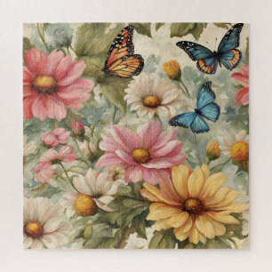 Blume und Schmetterlinge Kunst-Puzzle Puzzle