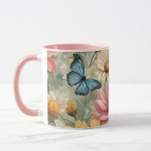 Blume und Schmetterlinge Kunst und Tasse