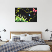 Blume und Schmetterlinge Leinwanddruck (Insitu (Schlafzimmer))