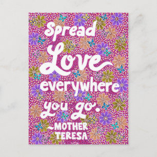 Blume und Schmetterlinge Liebe Typografie Zitat Postkarte