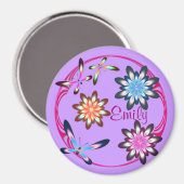 Blume und Schmetterlinge Magnet (Vorderseite/Rückseite)