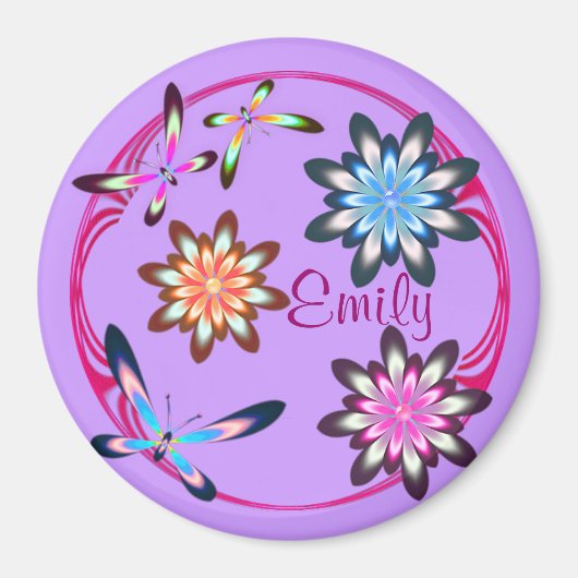 Blume und Schmetterlinge Magnet (Vorne)