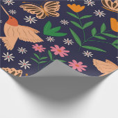 Blume und Schmetterlinge mit Vögeln Geschenkpapier (Ecke)