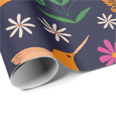 Blume und Schmetterlinge mit Vögeln Geschenkpapier (Rolleneckpunkt)