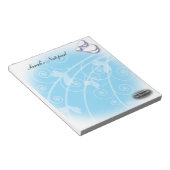 Blume und Schmetterlinge Notepad Blau Notizblock (angewinkelt)
