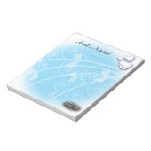 Blume und Schmetterlinge Notepad Blau Notizblock (Rotiert)