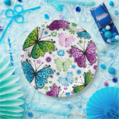 Blume und Schmetterlinge Papier Teller (Party)