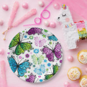 Blume und Schmetterlinge Papier Teller (Party)