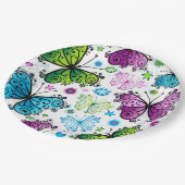 Blume und Schmetterlinge Papier Teller (Schrägansicht)