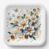 Blume und Schmetterlinge Pappteller (Vorderseite)