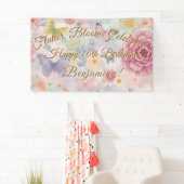 Blume und Schmetterlinge Pastelgarten Collage Banner (Insitu)