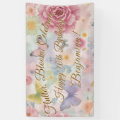 Blume und Schmetterlinge Pastelgarten Collage Banner (Vertikal)