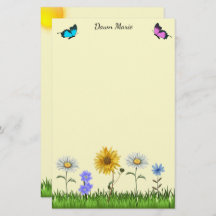 Blume und Schmetterlinge Personalisiert 5,5" x 8,5